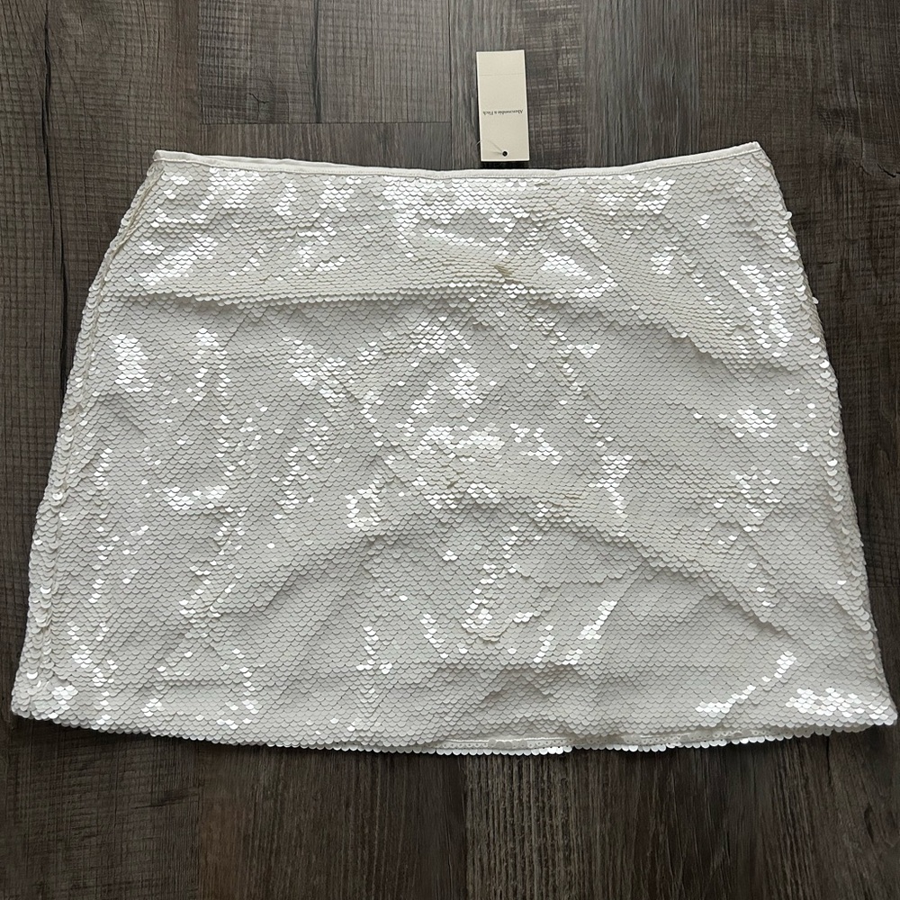 Abercrombie & Fitch White Sequin Mini Skirt